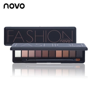 NOVO Brand Fashion 10 Colors Shimmer Matte Eye Shadow Makeup Palette Light Eyeshadow Natural Make Up Cosmetics Set With Brush