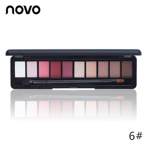 NOVO Brand Fashion 10 Colors Shimmer Matte Eye Shadow Makeup Palette Light Eyeshadow Natural Make Up Cosmetics Set With Brush