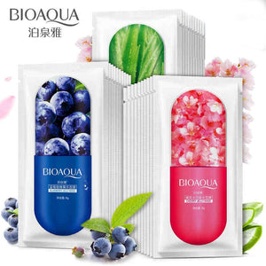 10Pcs BIOAQUA Blueberry Cherry Aloe Wrapped Jelly Face Mask Whitening Oil-control Anti-Wrinkle Deep moisturize Facial Mask Set