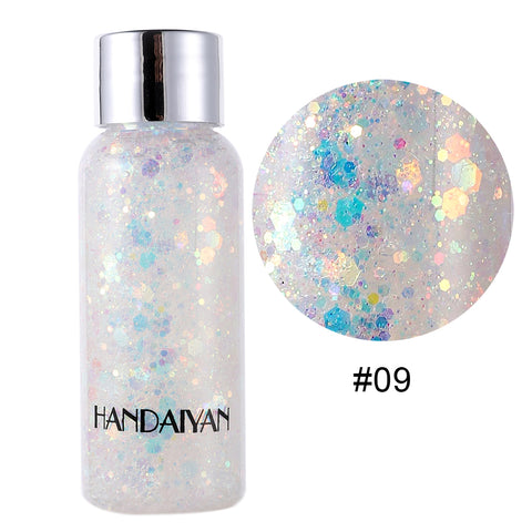 HANDAIYAN Holographic Mermaid Glitter Eyeshadow Gel Body Face Eye Liquid Loose Sequins Pigment Makeup Cream Party Festival Paste