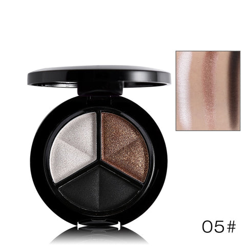 Professional Smoky 3 Colors Eyeshadow Makeup Palette Set Natural Shimmer Glitter Nude Eye Shadow Make Up With Brush & Mirror