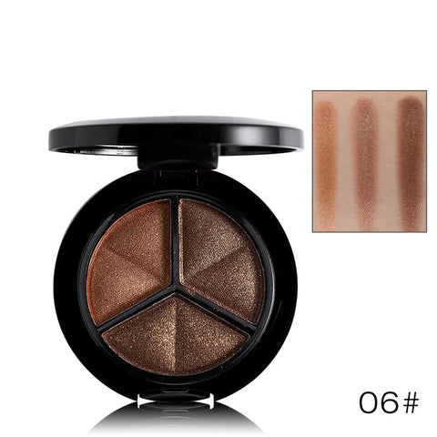 Professional Smoky 3 Colors Eyeshadow Makeup Palette Set Natural Shimmer Glitter Nude Eye Shadow Make Up With Brush & Mirror