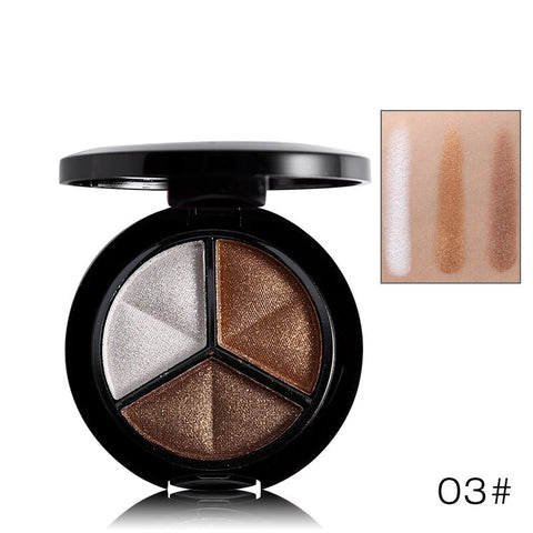 Professional Smoky 3 Colors Eyeshadow Makeup Palette Set Natural Shimmer Glitter Nude Eye Shadow Make Up With Brush & Mirror