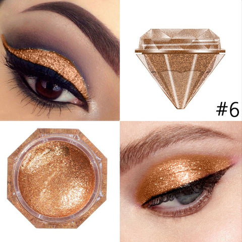 6 Colors Diamond Shimmer Eyeshadow Cream Charming Shiny Eyes Make Up Single Color Palette Eye Shadow