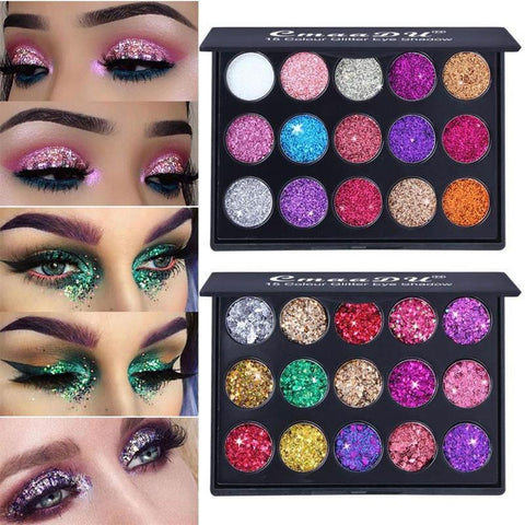 Smoky/Warm Color Eye Makeup Matte Glitter Eyeshadow Diamond Shimmer Eye Primer Luminous Eye Shadow Make Up Palette Sparkling Set