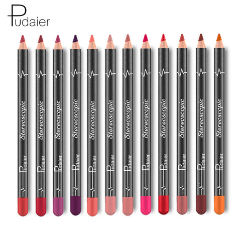 12 Colors/Set Sexy Matte Lip Stick Lipliner Lip Liner Pencil Matt Nude Lipsliner Pen Set Beauty Makeup Tool Cosmetic