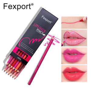 Fexport lipliner pen 6pcs/set sexy red rose gold lip contour pencil waterproof long lasting velvet matte lipstick liner MN108