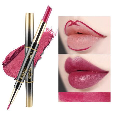 1PC 14 Colors Double Side Lipstick Pencil Moisturizer Smooth Lip Stick Long Lasting Waterproof Matte Lip Liner