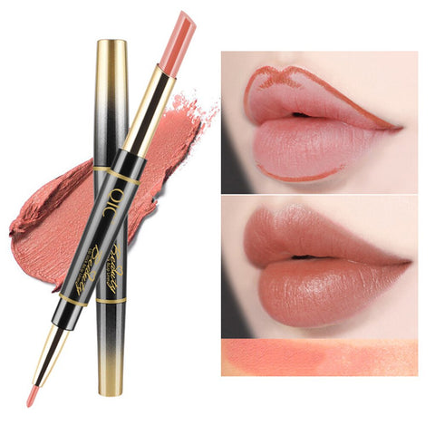 1PC 14 Colors Double Side Lipstick Pencil Moisturizer Smooth Lip Stick Long Lasting Waterproof Matte Lip Liner