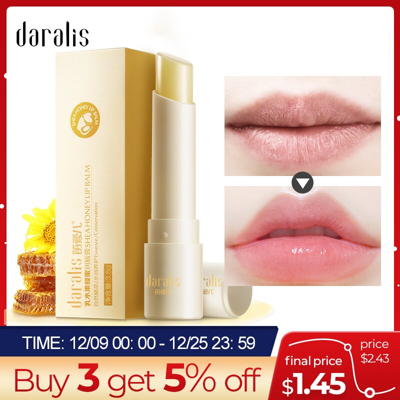 Daralis Shea Honey Lip Balm Moisturizing Colorless Repair Wrinkles Nourishing Anti-chapping for Women Lips Increase Care 3.5g