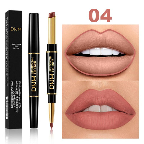 12 Colors Lasting Lip Liner Matte Lipstick Double Head Lip Pencil and Moisturizing Lipsticks Makeup Cosmetics TSLM2