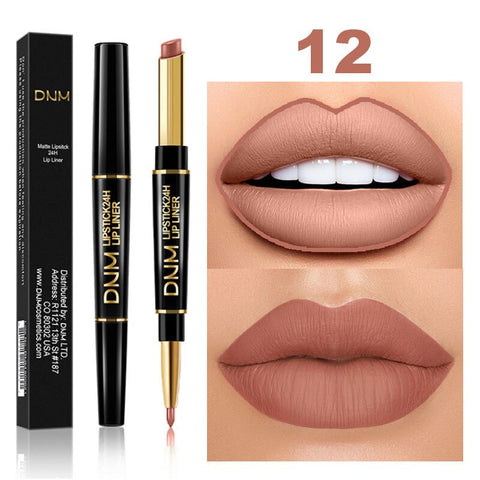 12 Colors Lasting Lip Liner Matte Lipstick Double Head Lip Pencil and Moisturizing Lipsticks Makeup Cosmetics TSLM2