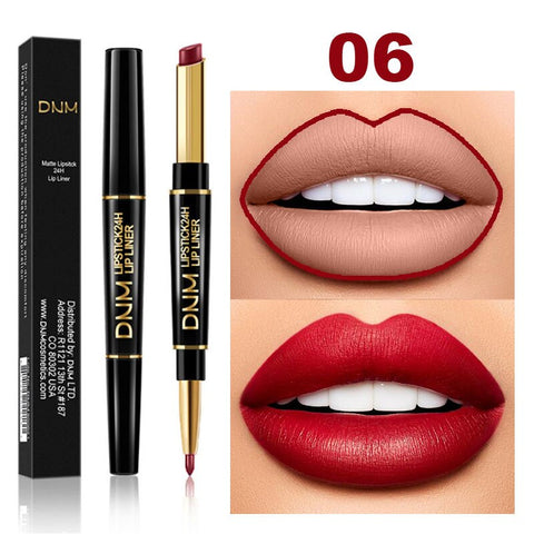 12 Colors Lasting Lip Liner Matte Lipstick Double Head Lip Pencil and Moisturizing Lipsticks Makeup Cosmetics TSLM2