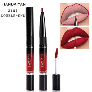 2019 HANDAIYAN 2 In 1 Lip Liner Matte Lip Pencil 14Color Waterproof Nude Color Moisturizing Lipstick Long-lasting Lips Llipliner