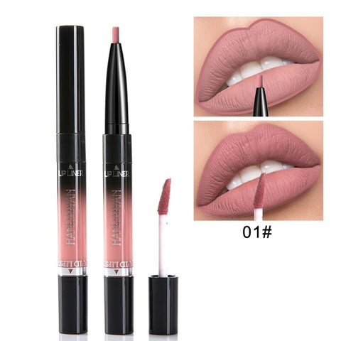 2019 HANDAIYAN 2 In 1 Lip Liner Matte Lip Pencil 14Color Waterproof Nude Color Moisturizing Lipstick Long-lasting Lips Llipliner