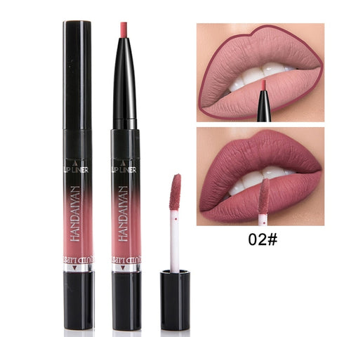 2019 HANDAIYAN 2 In 1 Lip Liner Matte Lip Pencil 14Color Waterproof Nude Color Moisturizing Lipstick Long-lasting Lips Llipliner