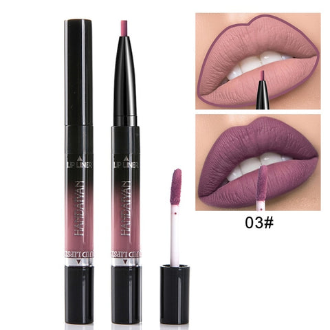 2019 HANDAIYAN 2 In 1 Lip Liner Matte Lip Pencil 14Color Waterproof Nude Color Moisturizing Lipstick Long-lasting Lips Llipliner