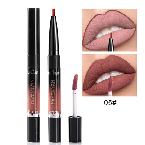 2019 HANDAIYAN 2 In 1 Lip Liner Matte Lip Pencil 14Color Waterproof Nude Color Moisturizing Lipstick Long-lasting Lips Llipliner