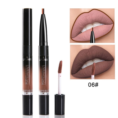 2019 HANDAIYAN 2 In 1 Lip Liner Matte Lip Pencil 14Color Waterproof Nude Color Moisturizing Lipstick Long-lasting Lips Llipliner