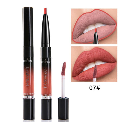 2019 HANDAIYAN 2 In 1 Lip Liner Matte Lip Pencil 14Color Waterproof Nude Color Moisturizing Lipstick Long-lasting Lips Llipliner