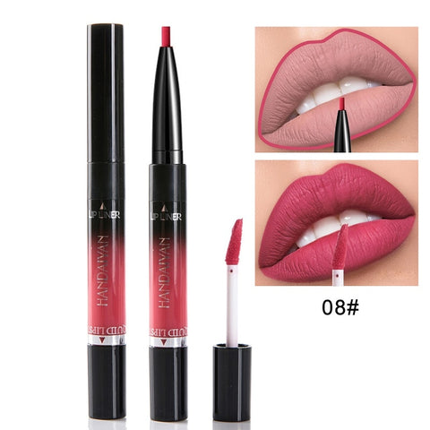 2019 HANDAIYAN 2 In 1 Lip Liner Matte Lip Pencil 14Color Waterproof Nude Color Moisturizing Lipstick Long-lasting Lips Llipliner