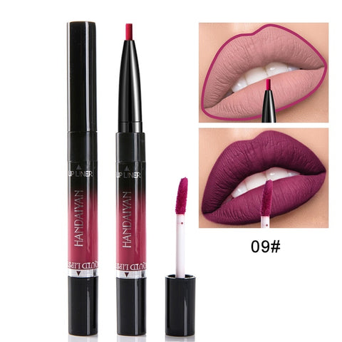 2019 HANDAIYAN 2 In 1 Lip Liner Matte Lip Pencil 14Color Waterproof Nude Color Moisturizing Lipstick Long-lasting Lips Llipliner