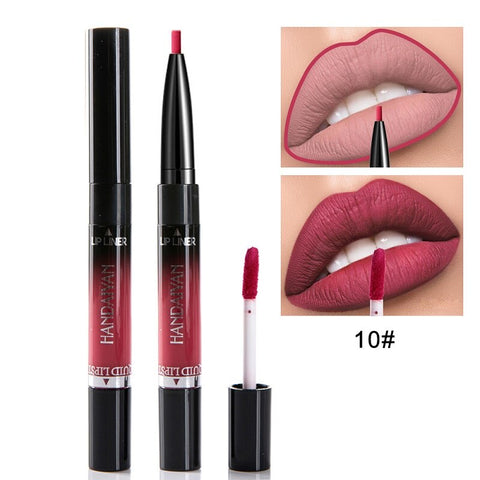 2019 HANDAIYAN 2 In 1 Lip Liner Matte Lip Pencil 14Color Waterproof Nude Color Moisturizing Lipstick Long-lasting Lips Llipliner