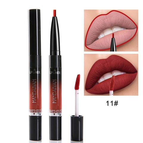 2019 HANDAIYAN 2 In 1 Lip Liner Matte Lip Pencil 14Color Waterproof Nude Color Moisturizing Lipstick Long-lasting Lips Llipliner