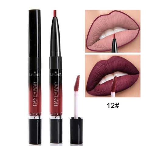 2019 HANDAIYAN 2 In 1 Lip Liner Matte Lip Pencil 14Color Waterproof Nude Color Moisturizing Lipstick Long-lasting Lips Llipliner