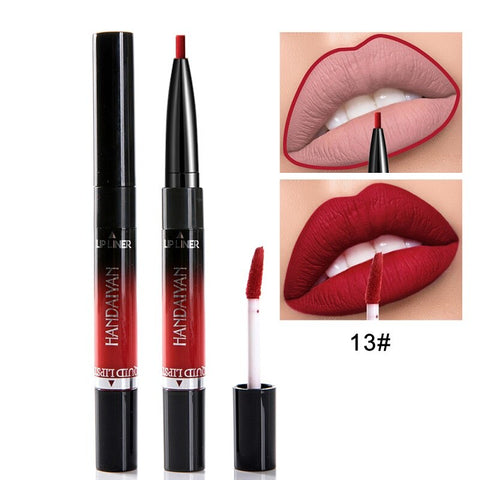 2019 HANDAIYAN 2 In 1 Lip Liner Matte Lip Pencil 14Color Waterproof Nude Color Moisturizing Lipstick Long-lasting Lips Llipliner