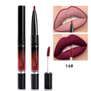 2019 HANDAIYAN 2 In 1 Lip Liner Matte Lip Pencil 14Color Waterproof Nude Color Moisturizing Lipstick Long-lasting Lips Llipliner