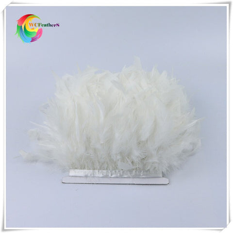 1Meter DIY Turkey feather ribbon Natural Dyed feathers Trim Height 15-18CM Wedding Dress Decoration Clothing Crafts