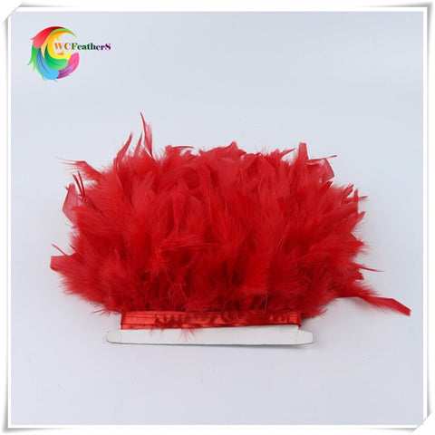 1Meter DIY Turkey feather ribbon Natural Dyed feathers Trim Height 15-18CM Wedding Dress Decoration Clothing Crafts