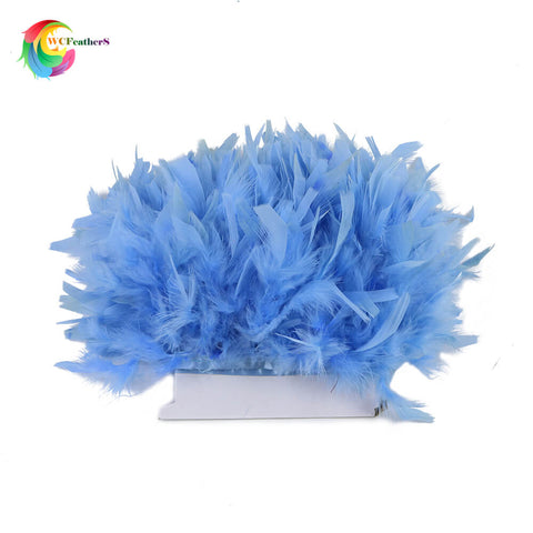 1Meter DIY Turkey feather ribbon Natural Dyed feathers Trim Height 15-18CM Wedding Dress Decoration Clothing Crafts