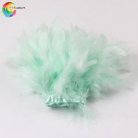 1Meter DIY Turkey feather ribbon Natural Dyed feathers Trim Height 15-18CM Wedding Dress Decoration Clothing Crafts