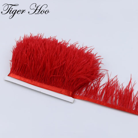 1meter DIY Dyed Ostrich feather ribbon fringe Width 8-11cm Wedding Dress Decoration Trim Clothing Sewing Accessories