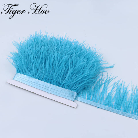 1meter DIY Dyed Ostrich feather ribbon fringe Width 8-11cm Wedding Dress Decoration Trim Clothing Sewing Accessories