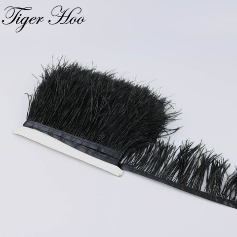 1meter DIY Dyed Ostrich feather ribbon fringe Width 8-11cm Wedding Dress Decoration Trim Clothing Sewing Accessories