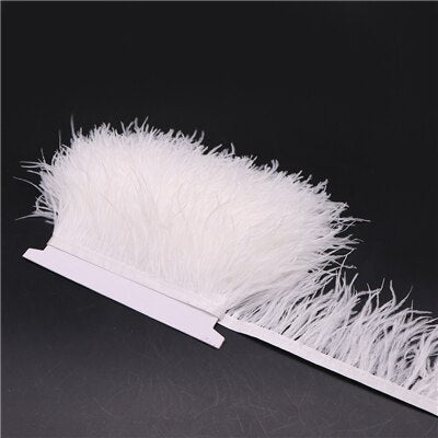 1meter DIY Dyed Ostrich feather ribbon fringe Width 8-11cm Wedding Dress Decoration Trim Clothing Sewing Accessories