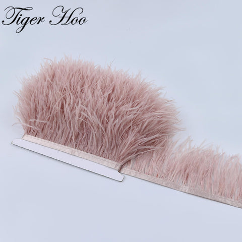 1meter DIY Dyed Ostrich feather ribbon fringe Width 8-11cm Wedding Dress Decoration Trim Clothing Sewing Accessories