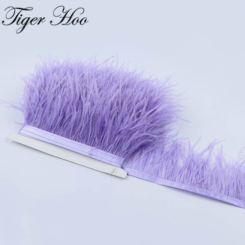 1meter DIY Dyed Ostrich feather ribbon fringe Width 8-11cm Wedding Dress Decoration Trim Clothing Sewing Accessories