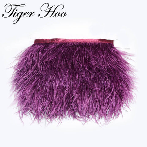 1meter DIY Dyed Ostrich feather ribbon fringe Width 8-11cm Wedding Dress Decoration Trim Clothing Sewing Accessories