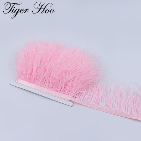 1meter DIY Dyed Ostrich feather ribbon fringe Width 8-11cm Wedding Dress Decoration Trim Clothing Sewing Accessories