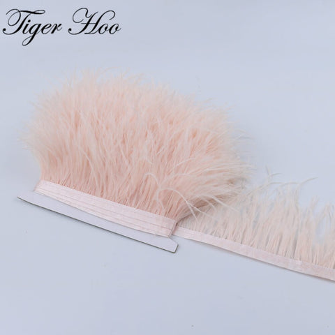 1meter DIY Dyed Ostrich feather ribbon fringe Width 8-11cm Wedding Dress Decoration Trim Clothing Sewing Accessories