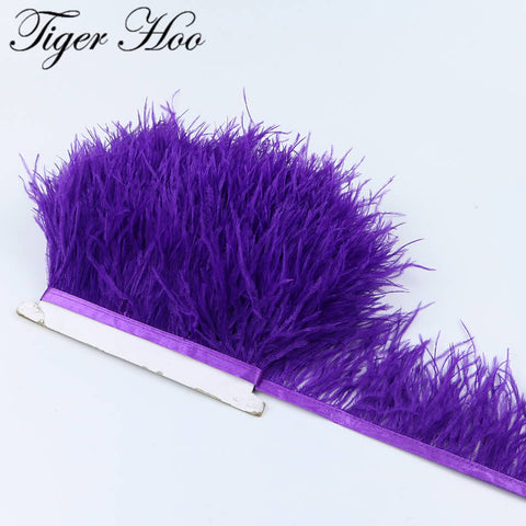 1meter DIY Dyed Ostrich feather ribbon fringe Width 8-11cm Wedding Dress Decoration Trim Clothing Sewing Accessories