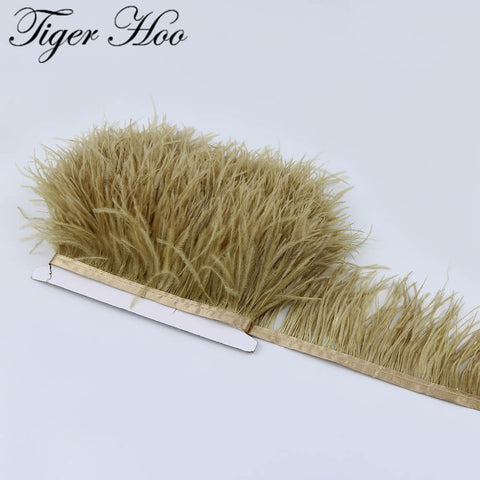 1meter DIY Dyed Ostrich feather ribbon fringe Width 8-11cm Wedding Dress Decoration Trim Clothing Sewing Accessories