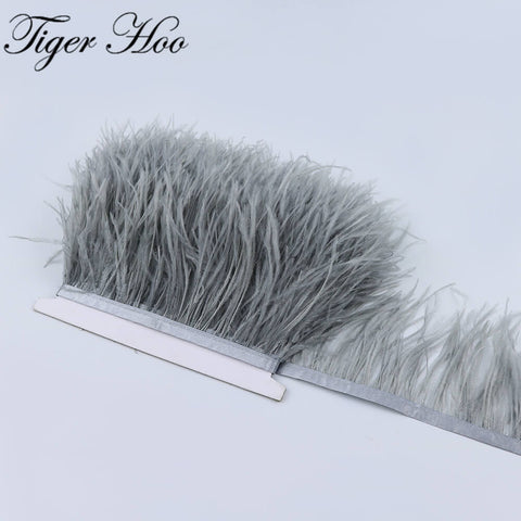 1meter DIY Dyed Ostrich feather ribbon fringe Width 8-11cm Wedding Dress Decoration Trim Clothing Sewing Accessories