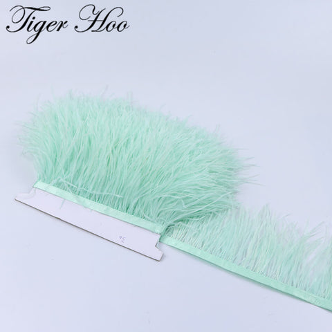 1meter DIY Dyed Ostrich feather ribbon fringe Width 8-11cm Wedding Dress Decoration Trim Clothing Sewing Accessories