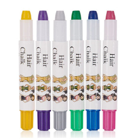 6-color Metallic Hair Dyed Crayons Non-toxic Washable Hair Chalk Hair Dyeing Pens DQ49