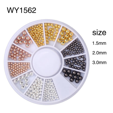 Elessical Nail Art Tiny Steel Caviar Beads Mix Size 3D Design Manicure Jewelry Rose Gold Silver Black DIY Decoration Wheel